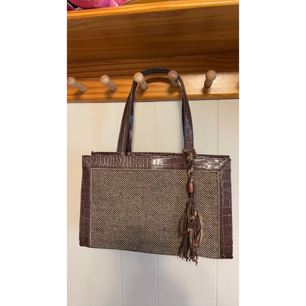 Liz Claiborne Faux Crocodile and Woven Tote Bag